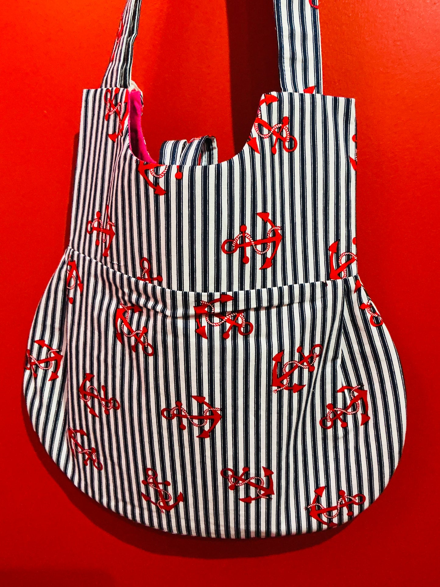Handmade Vintage Fabric Nautical Anchor Handbag