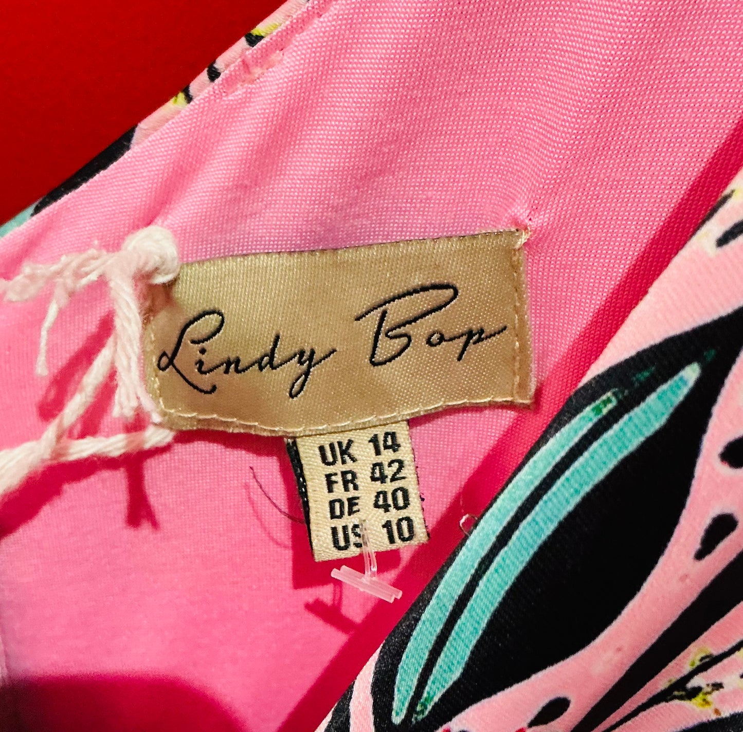 Red and Pink Rose Lindy Bop 1950s Style Swing Dress
