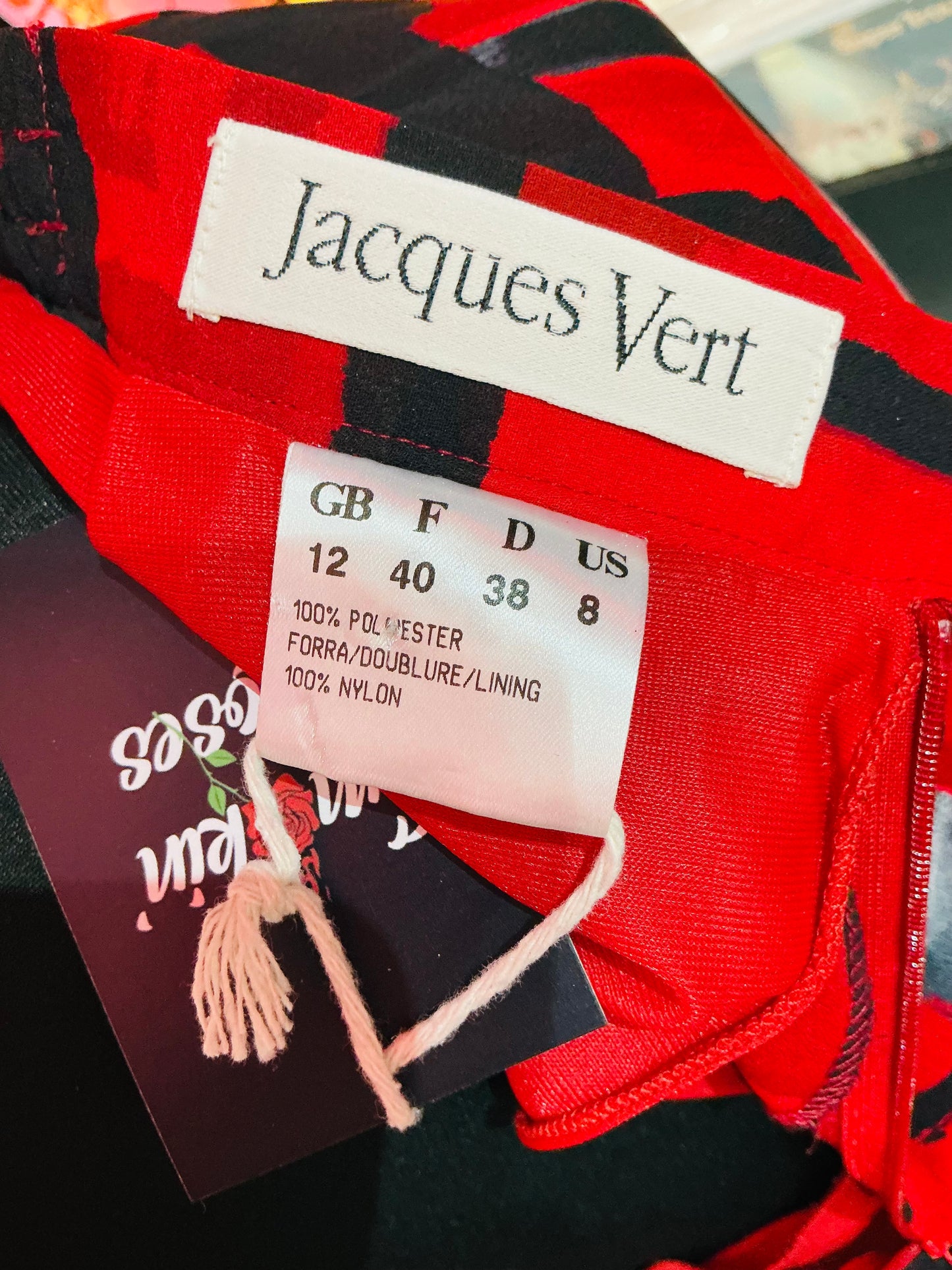 Vintage Jacques Vert Red & Black Skirt