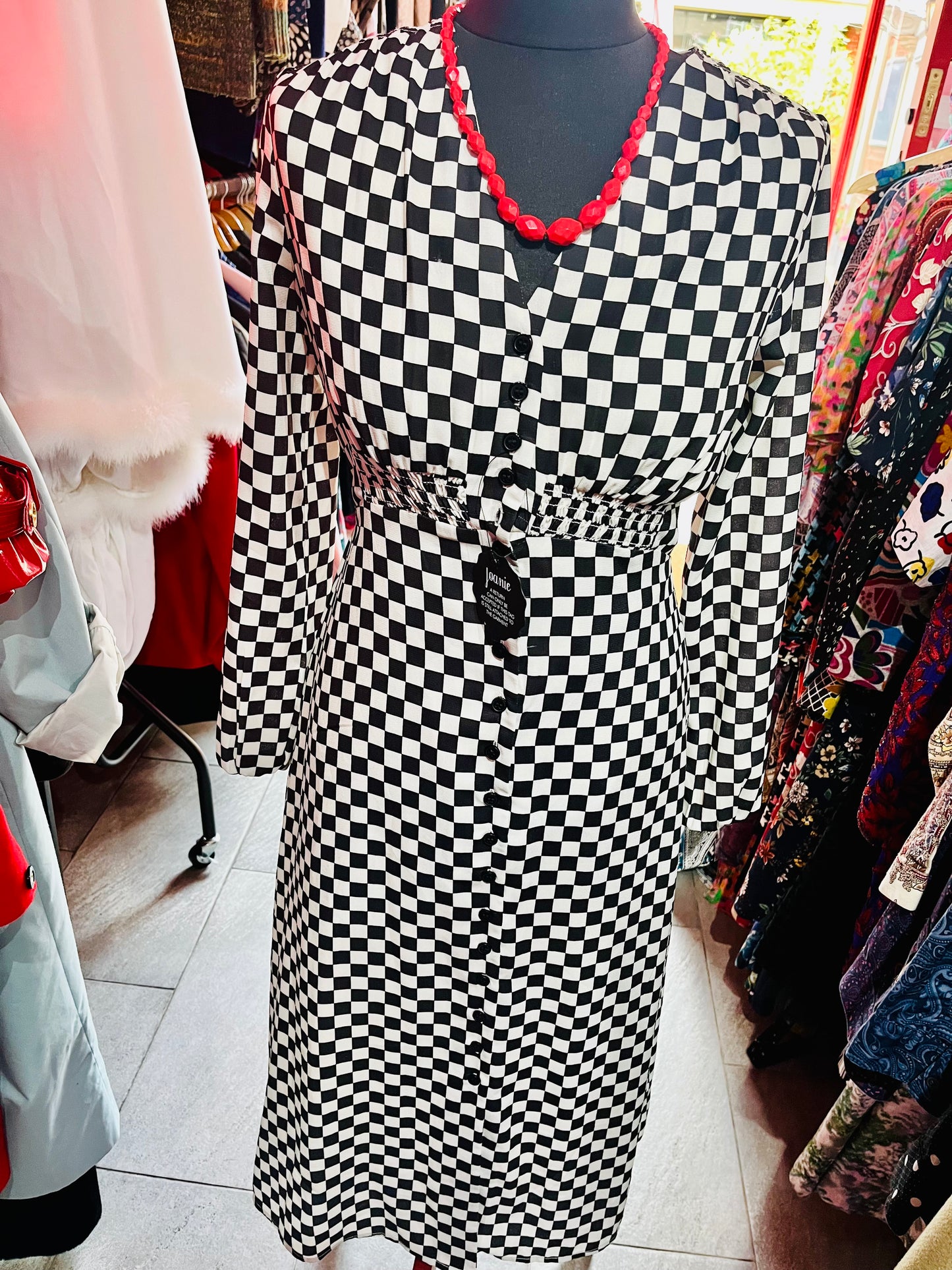 Black and White Checkerboard Joanie Dress