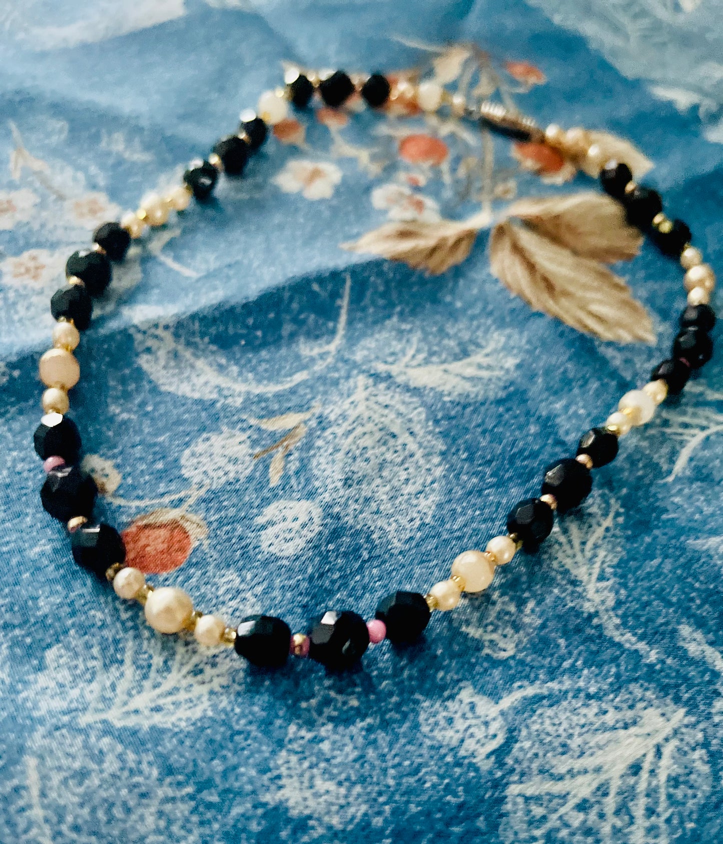 Black Crystal and Pearl Necklace