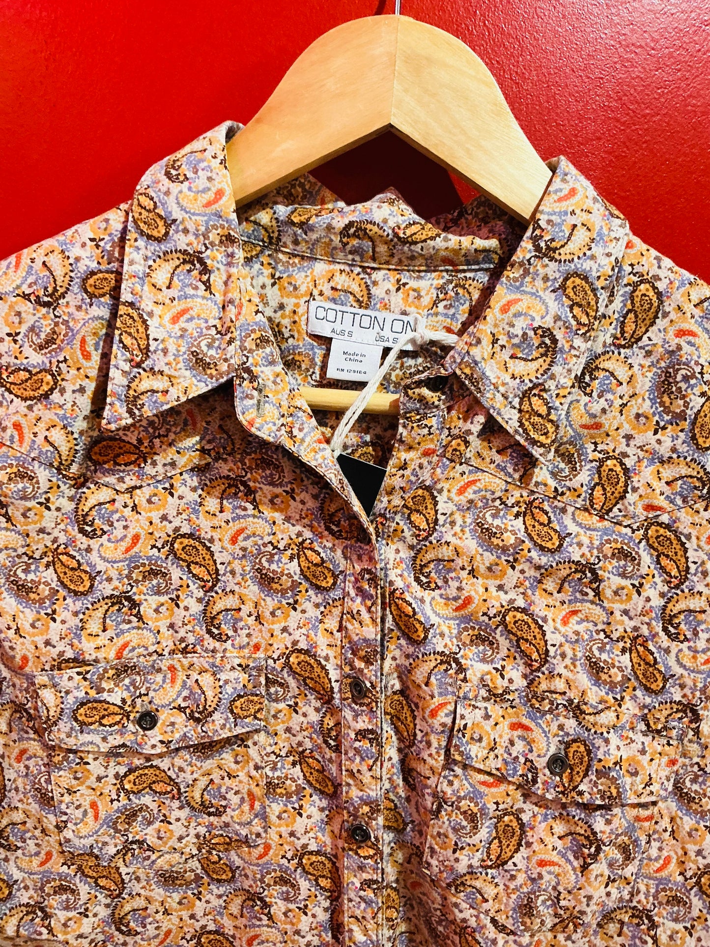 Orange Paisley 90s Vintage Shirt