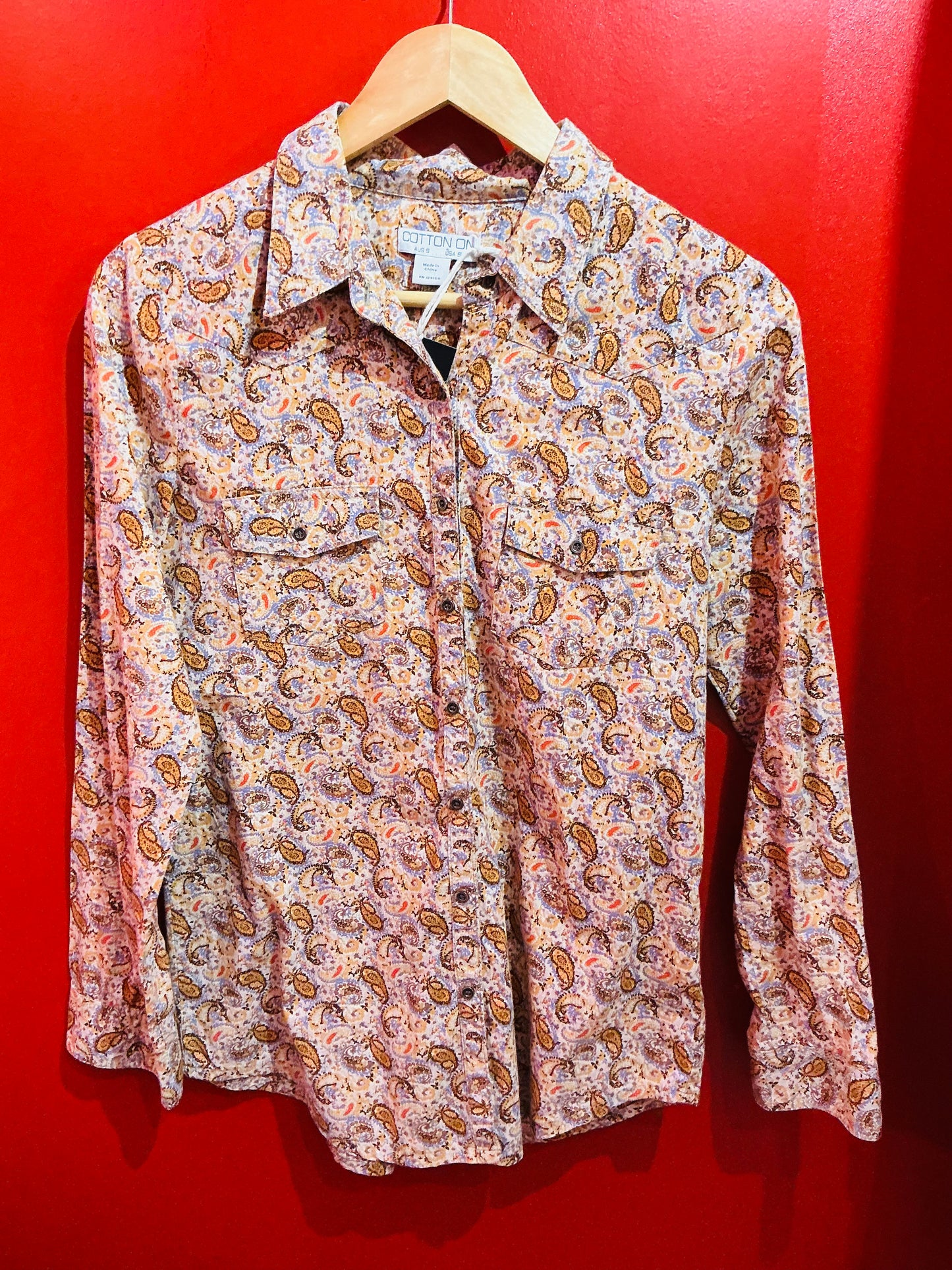 Orange Paisley 90s Vintage Shirt