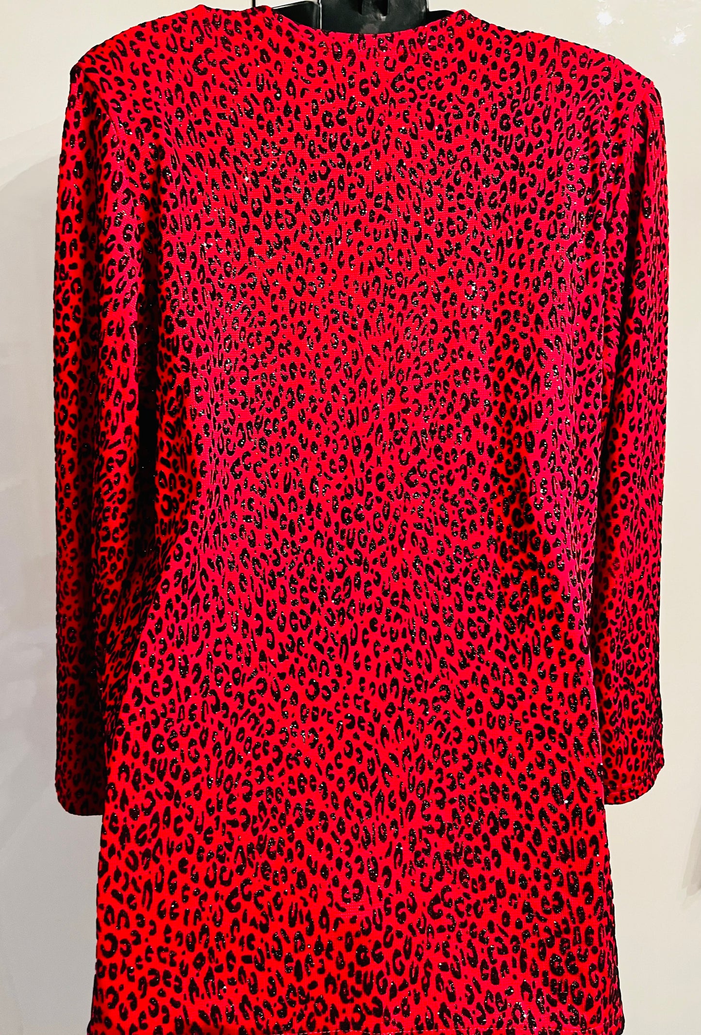 Original 1980s Vintage Red Leopard Print Cardigan