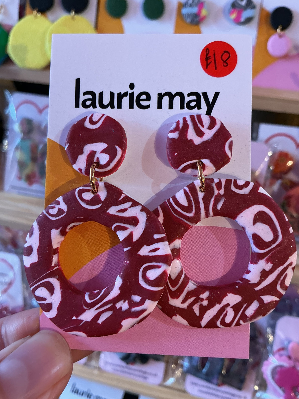 Handmade burgundy/pink swirls earrings