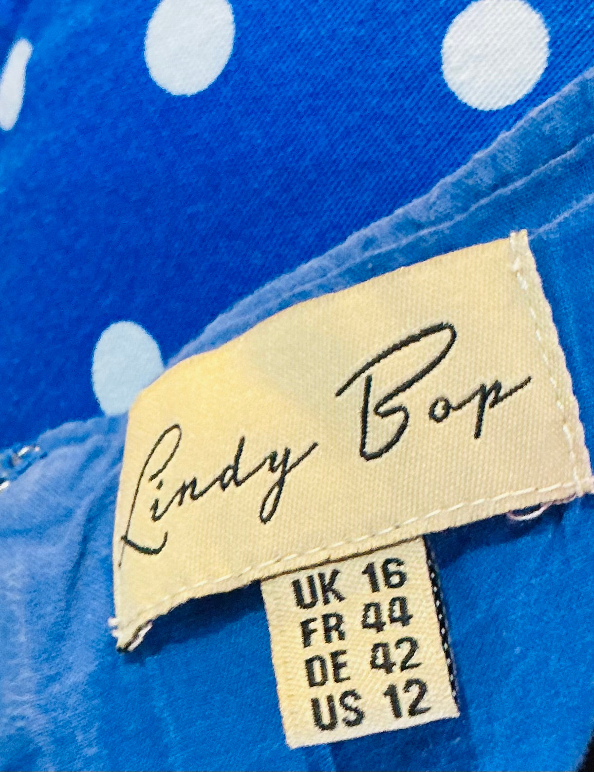 1950s Style Blue Polka Dot Lindy Bop Swing Dress
