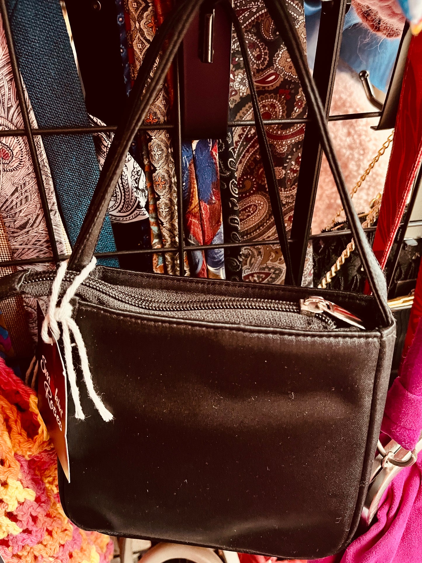 Small Black Satin Handbag