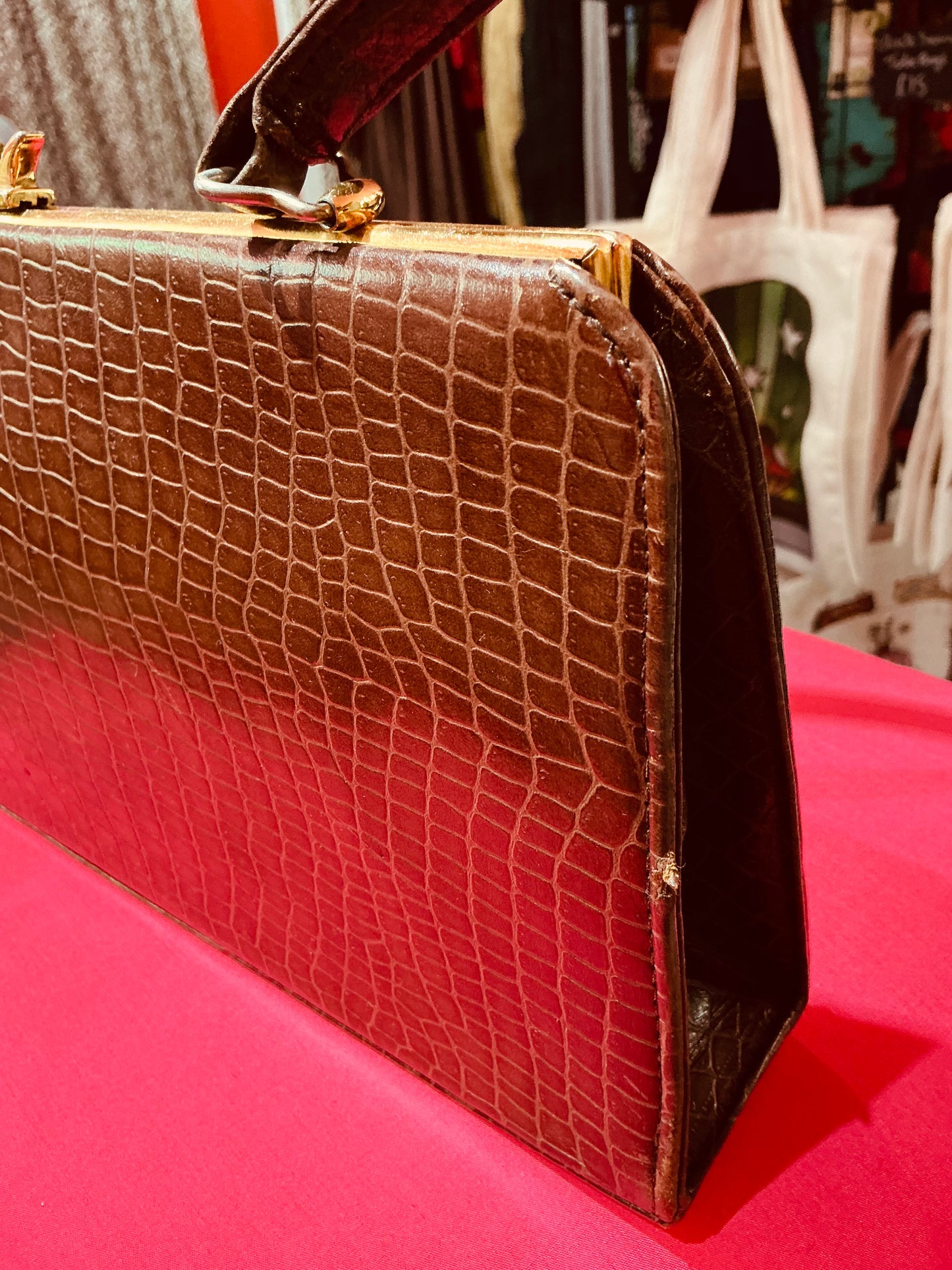 1960s Vintage Brown Leather Handbag