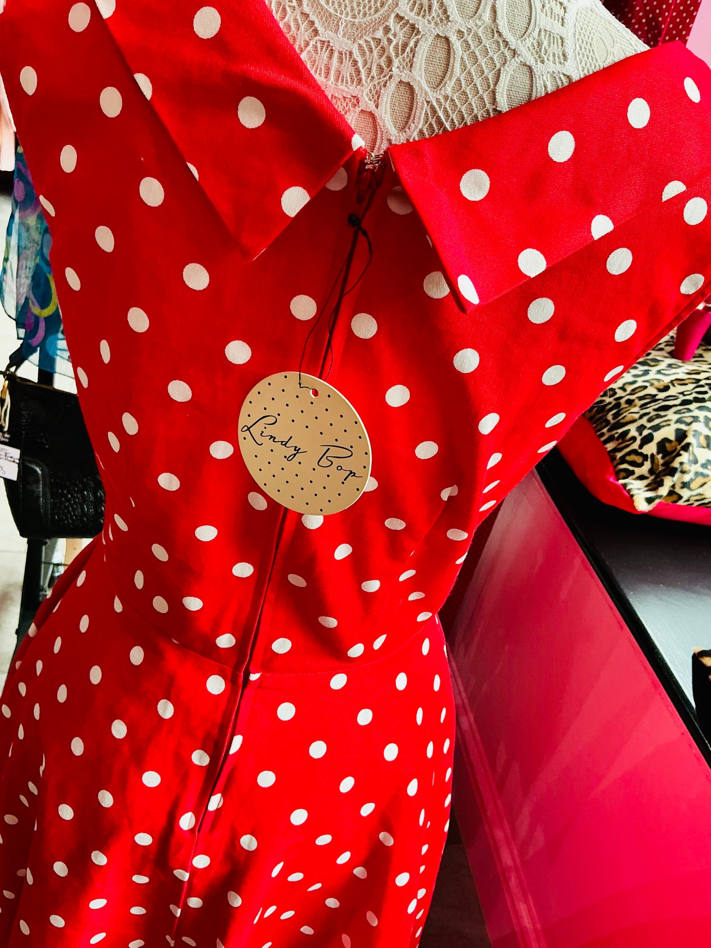 Red and White Lindy Bop Swing Dress