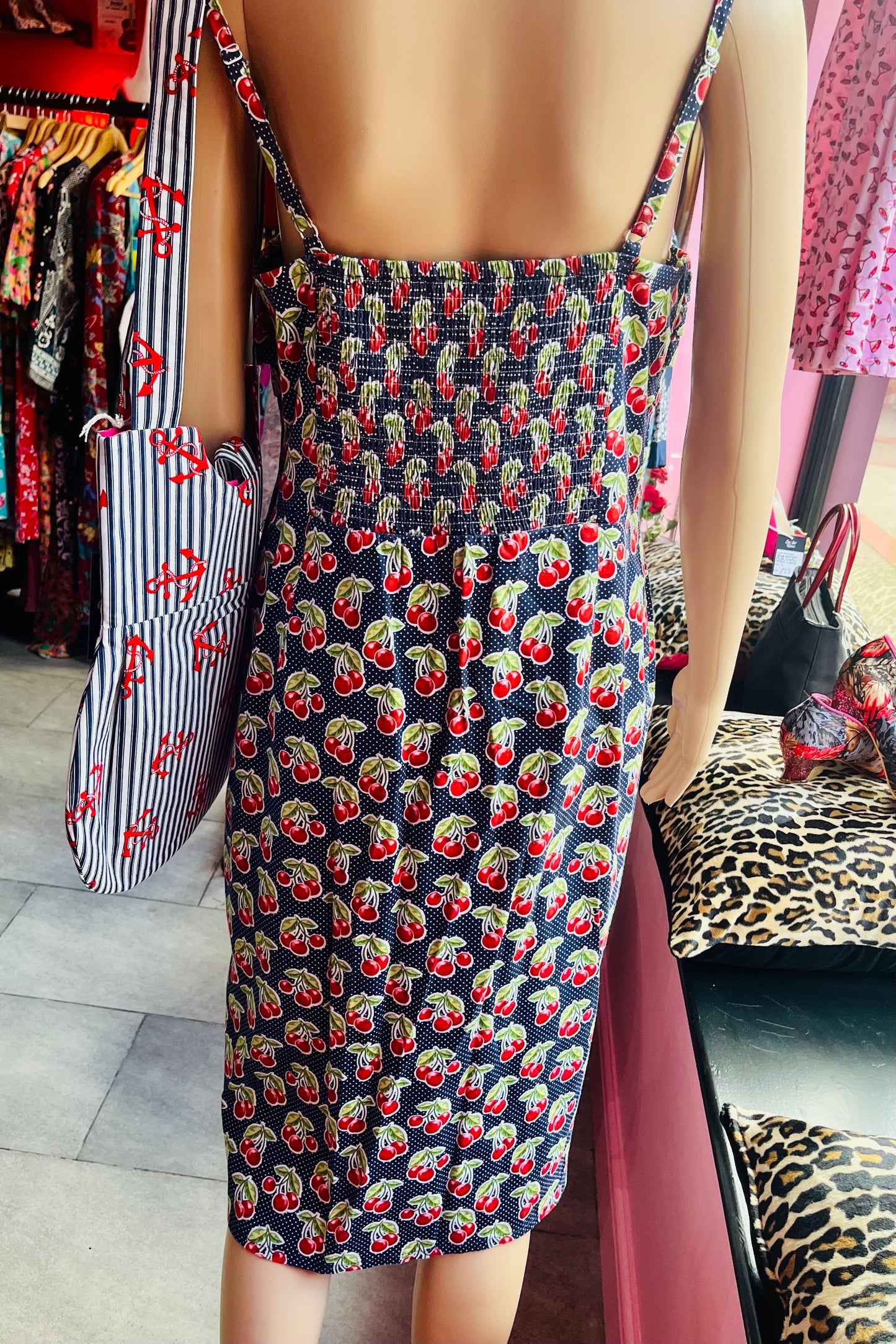 1950s Rockabilly Cherry Print Joe Browns Pencil Dress