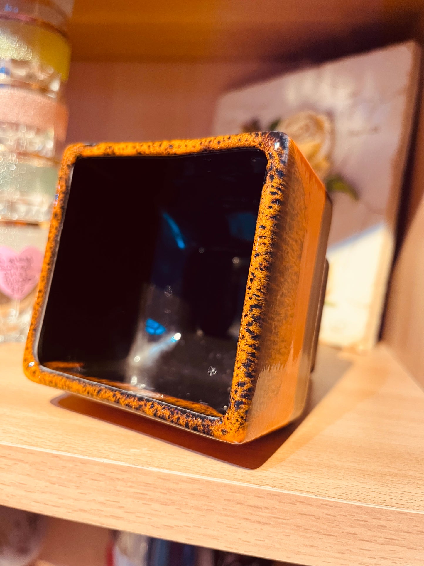 1970s West German Orange and Black Vase