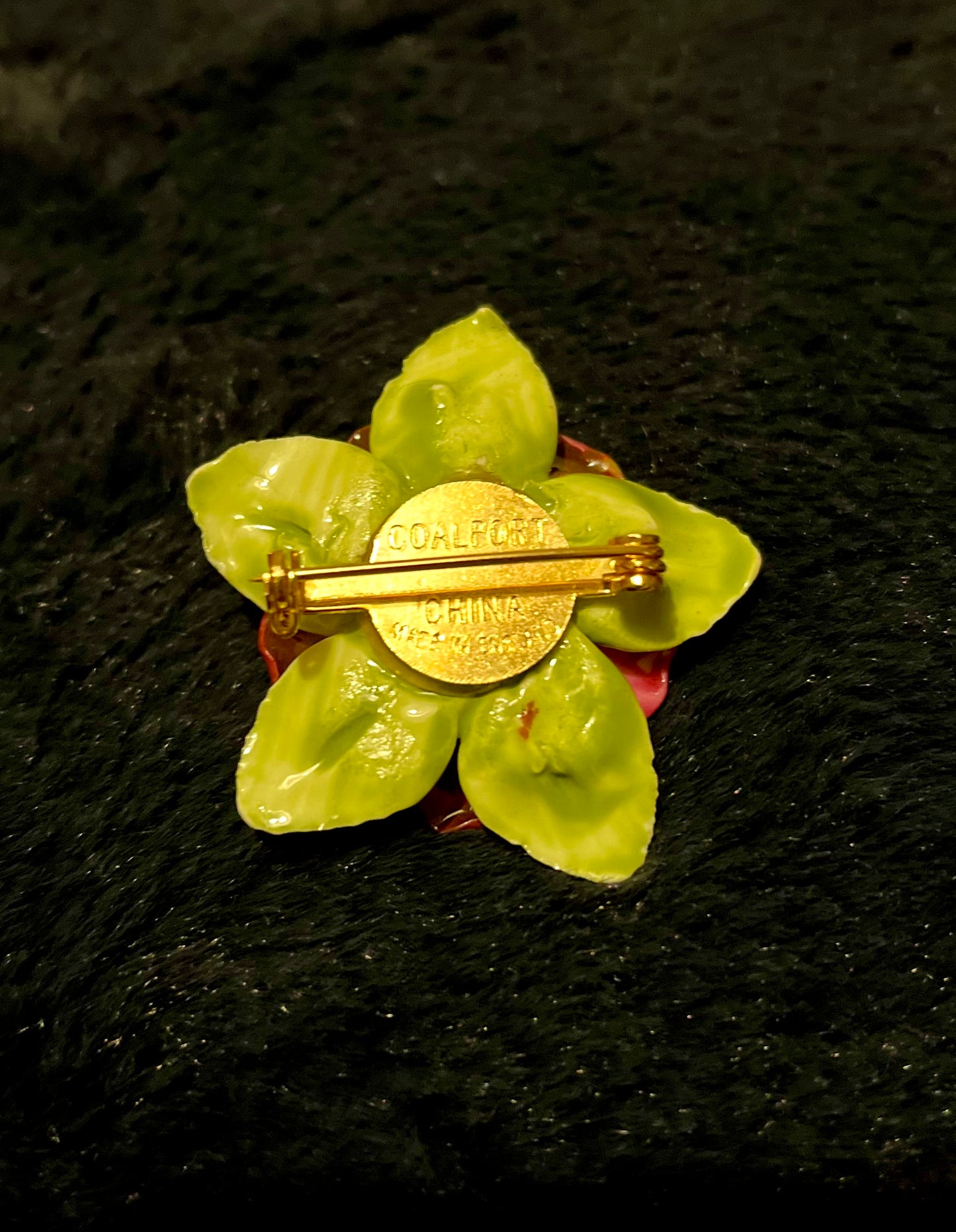Red Rose Coalport Pottery Brooch