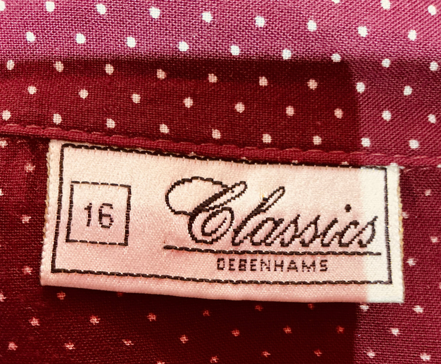 1980s Debenhams Burgundy Polka Dot Shirt