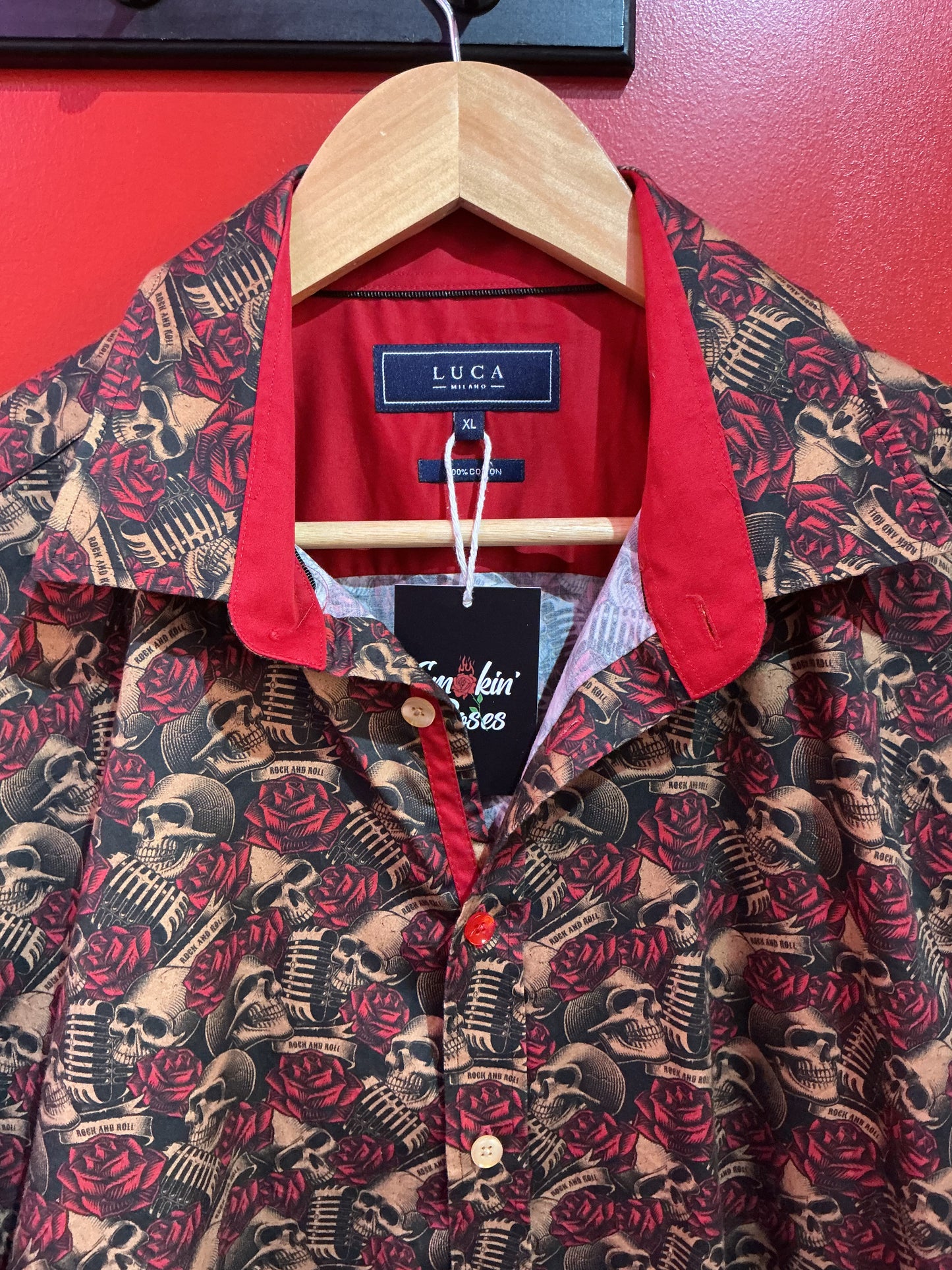 Printed long sleeve button down top