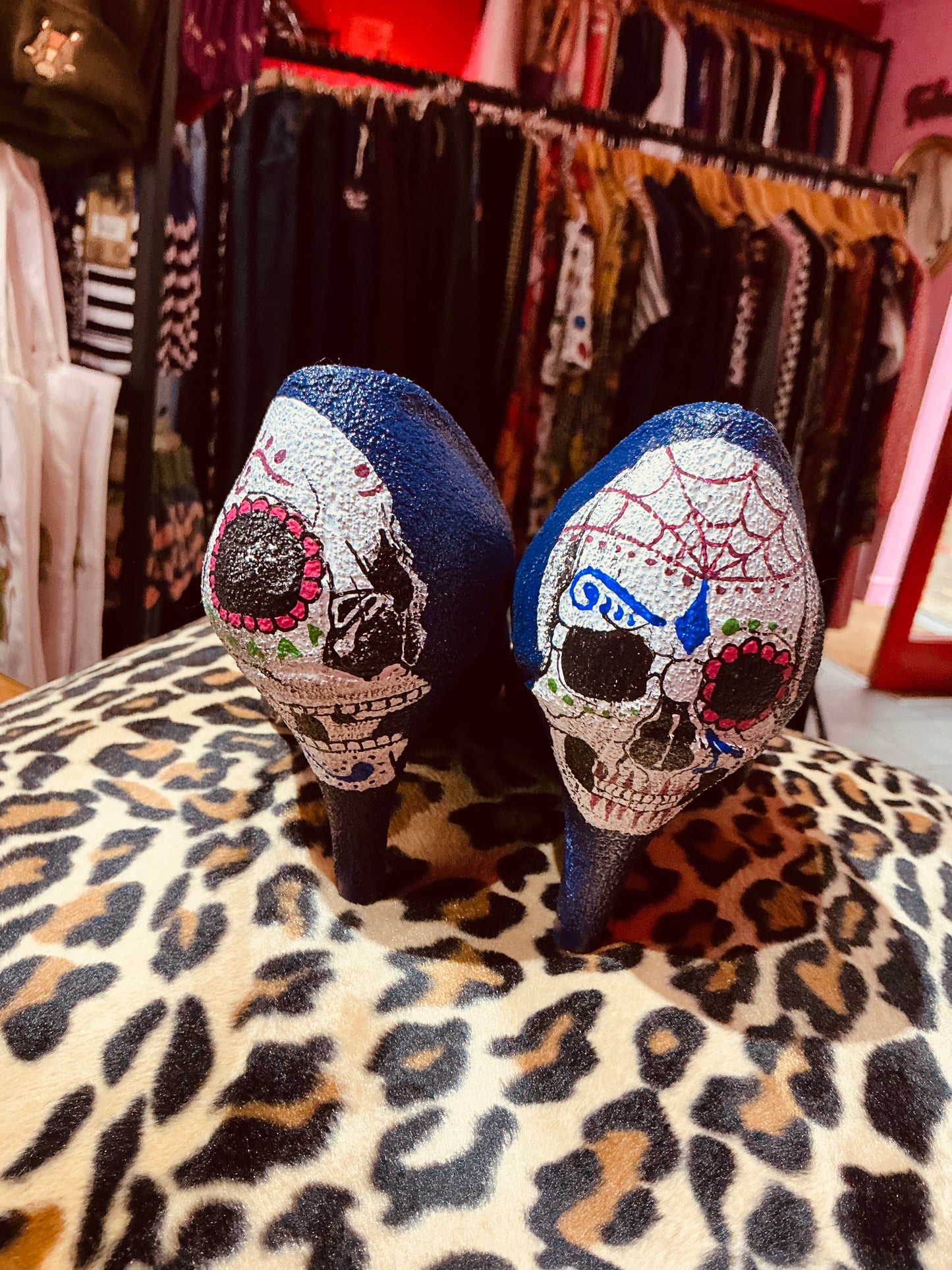 Hand Painted Purple Day of the Dead Heels