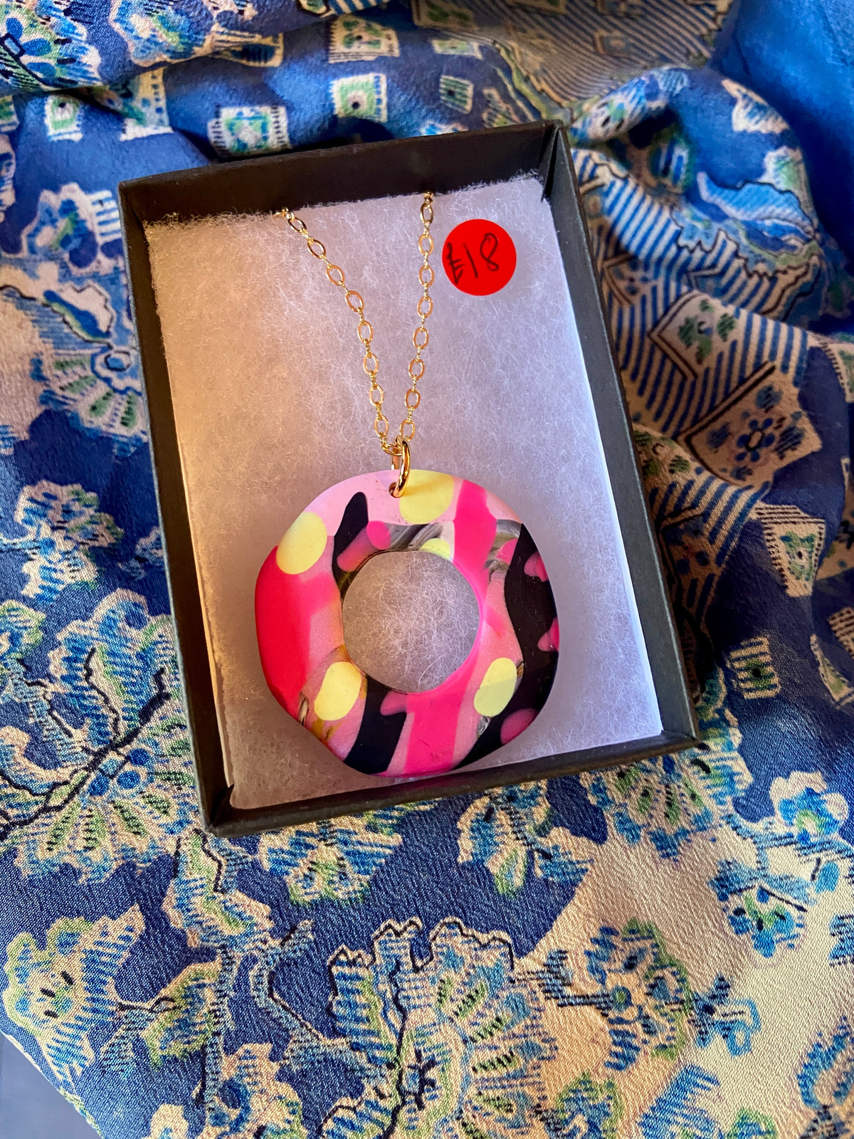 Handmade Hot Pink Pendant Necklace by Laurie May