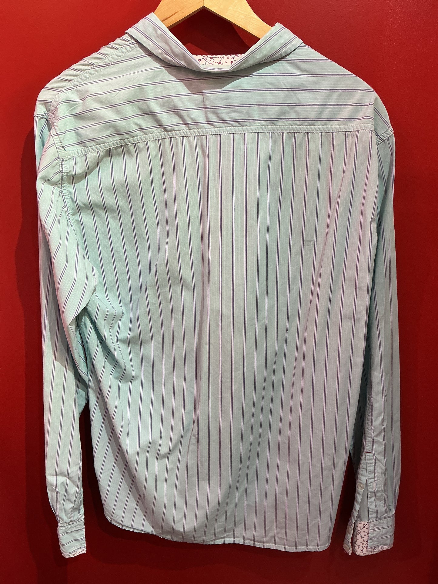 White Stuff Turquoise Blue Striped Shirt