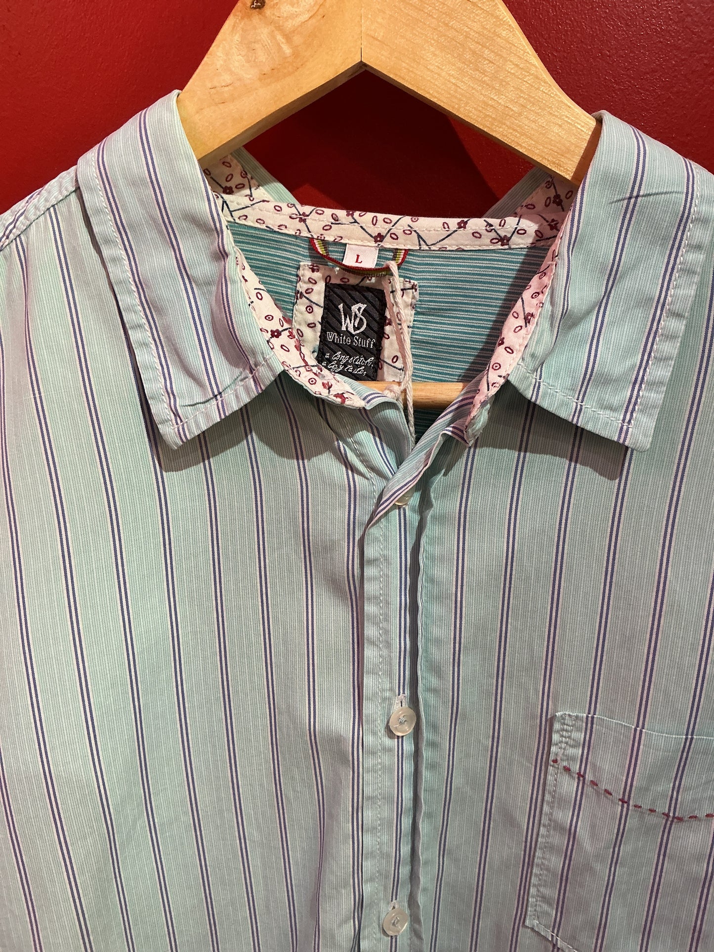 White Stuff Turquoise Blue Striped Shirt