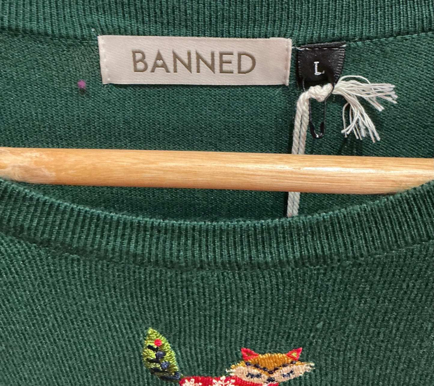 Banned Apparel Scandi Fox Christmas Jumper- Green/Red