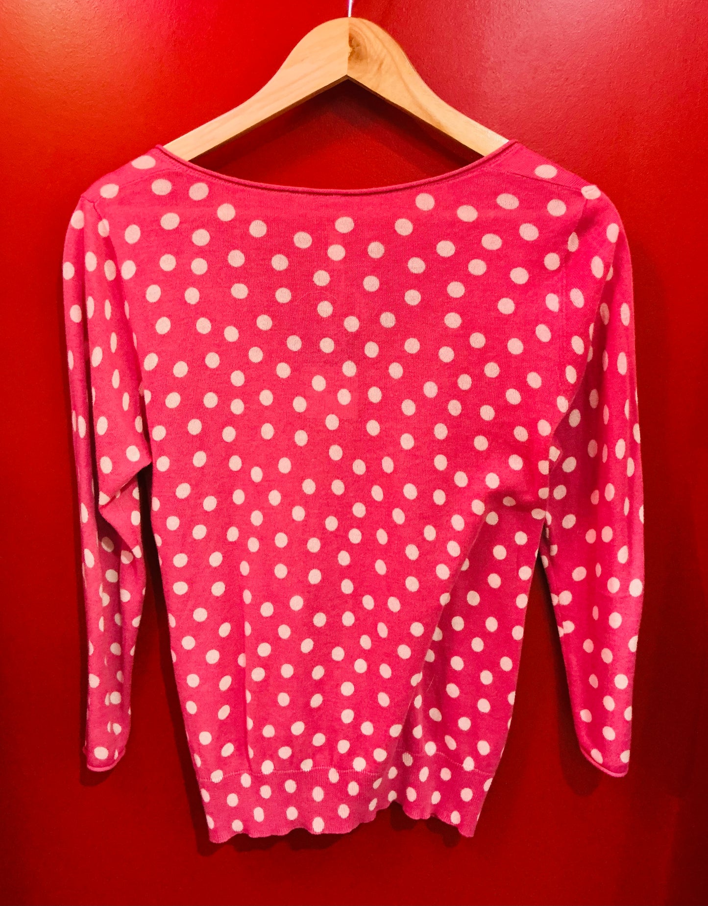 Pink and White Polka Dot Cardigan