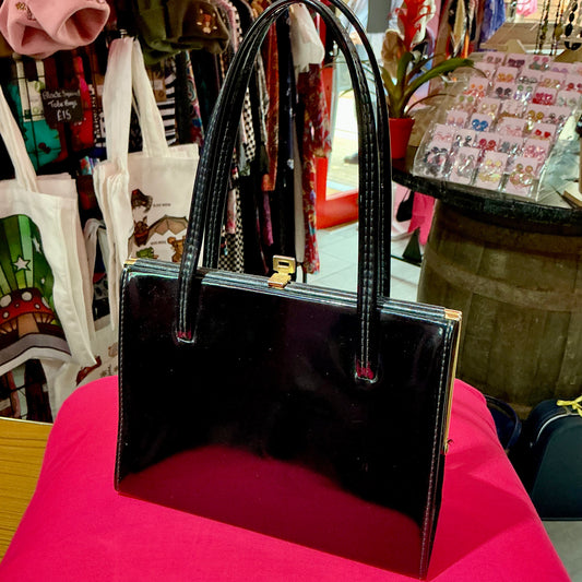 1960s Vintage Reedex Black Leather Handbag