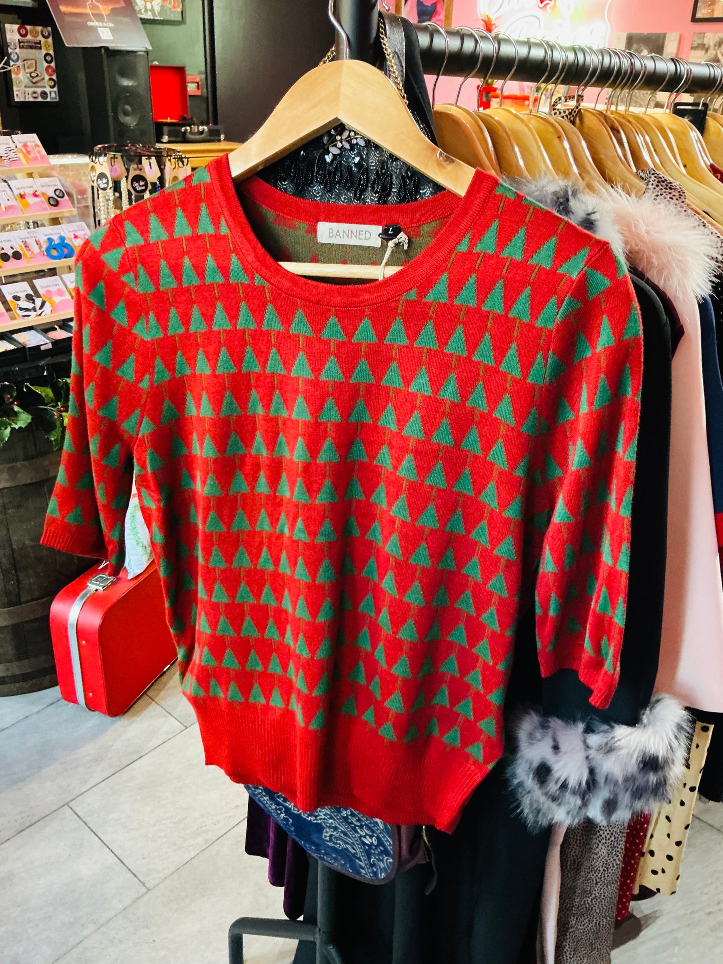 Banned Apparel Merry Holiday Tree Christmas Jumper Red/Green