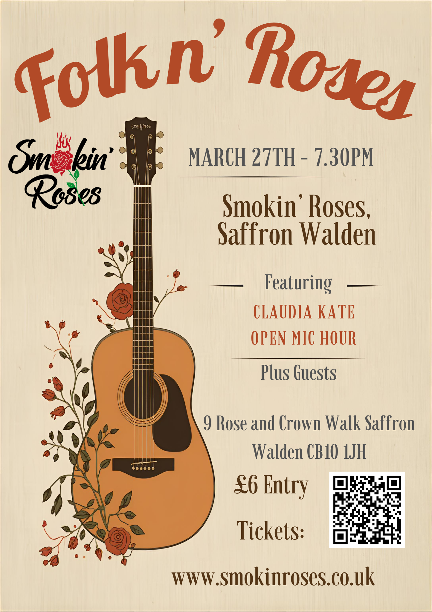 Folk ‘n’ Roses at Smokin’ Roses- 27th March