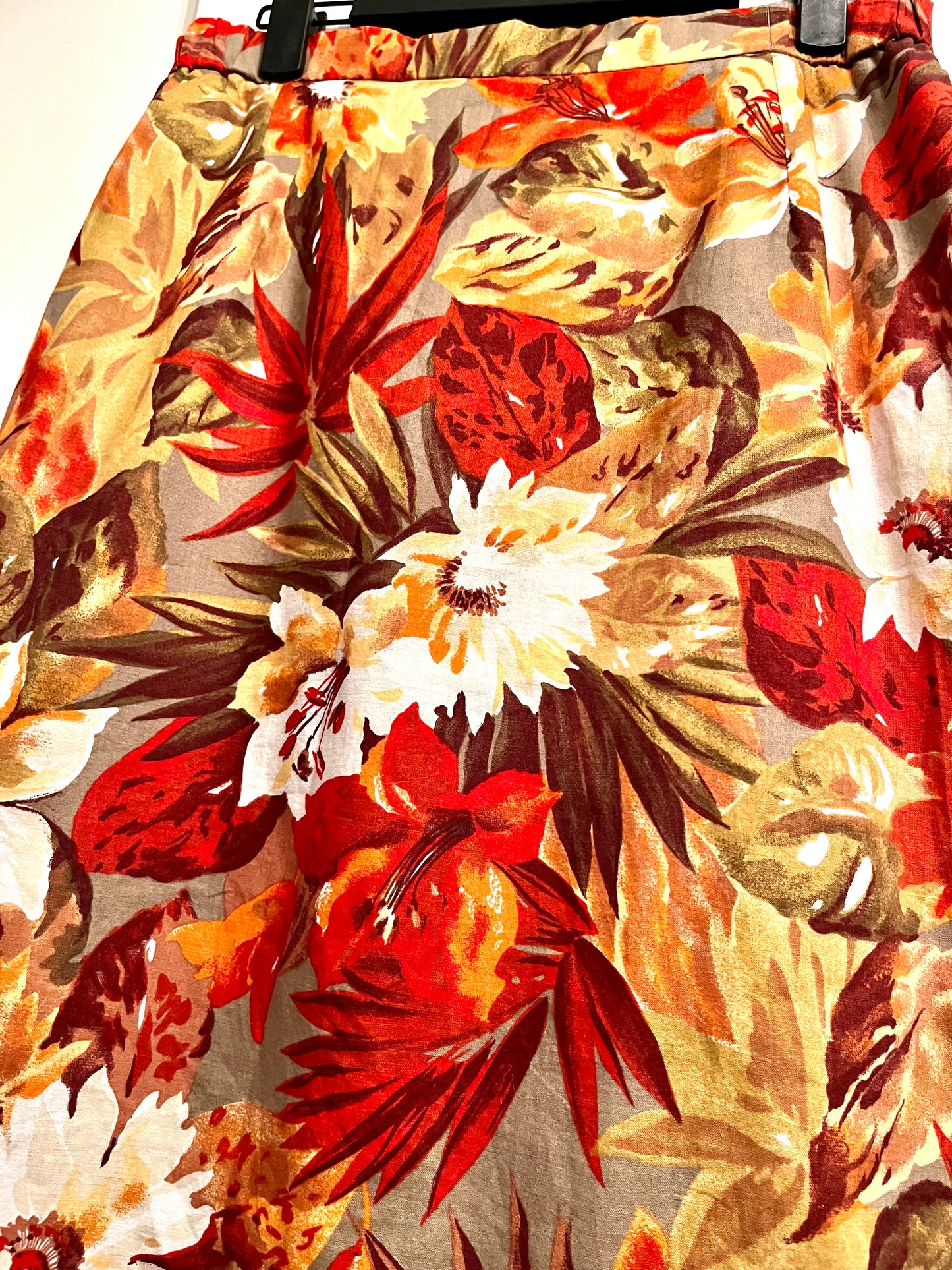Original Vintage Peter Martin Autumn Floral Pencil Skirt- Size 14