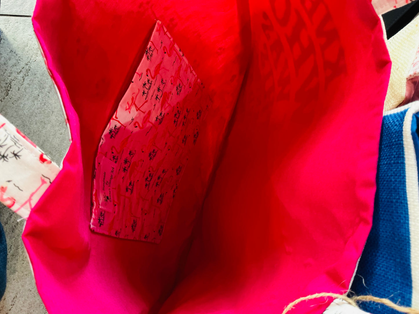 Handmade Alice in Wonderland Vintage Fabric Tote Bag