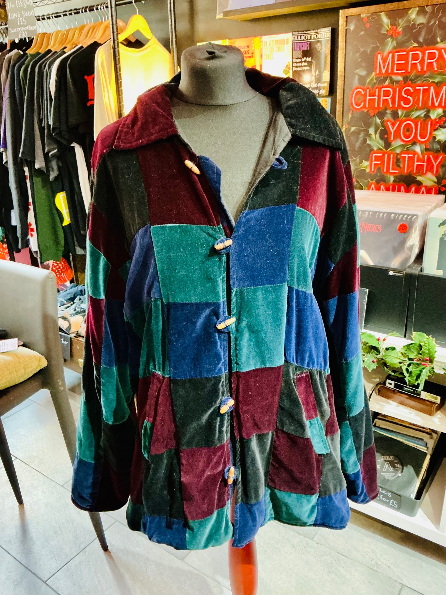 1990s Velvet Patchwork Bomber Jacket