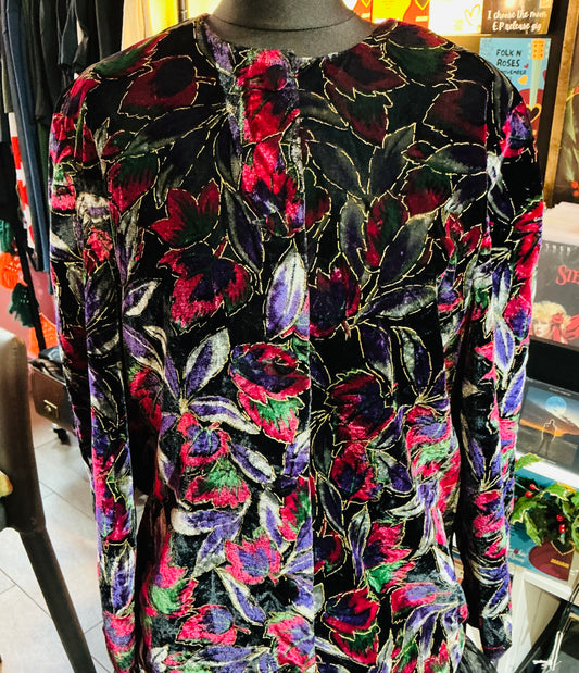 1980s Vintage Frank Usher Gold Glittery Floral Jacket