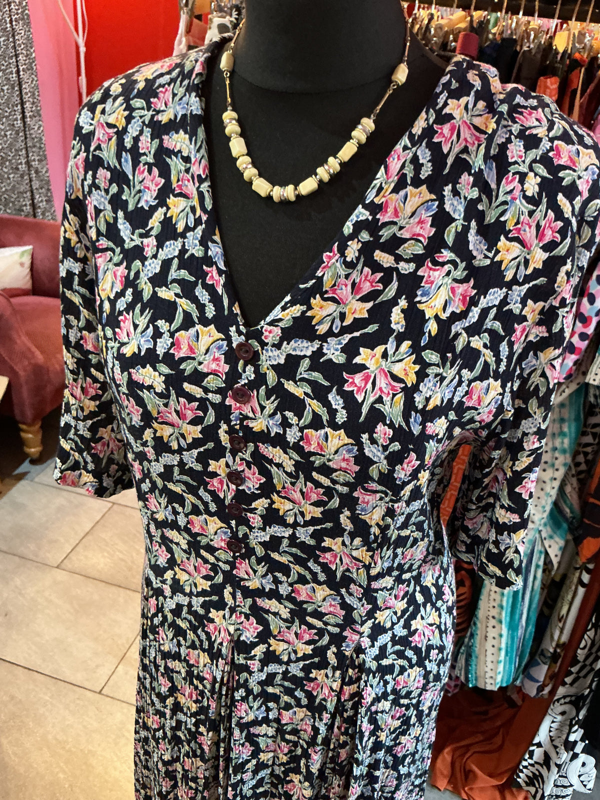 1980s Vintage Floral First Avenue Tea Dress