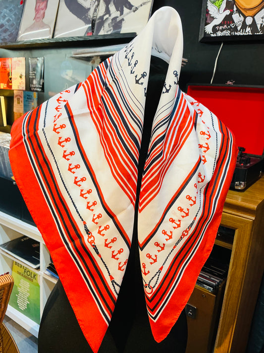 Red and White Striped Nautical Headscarf