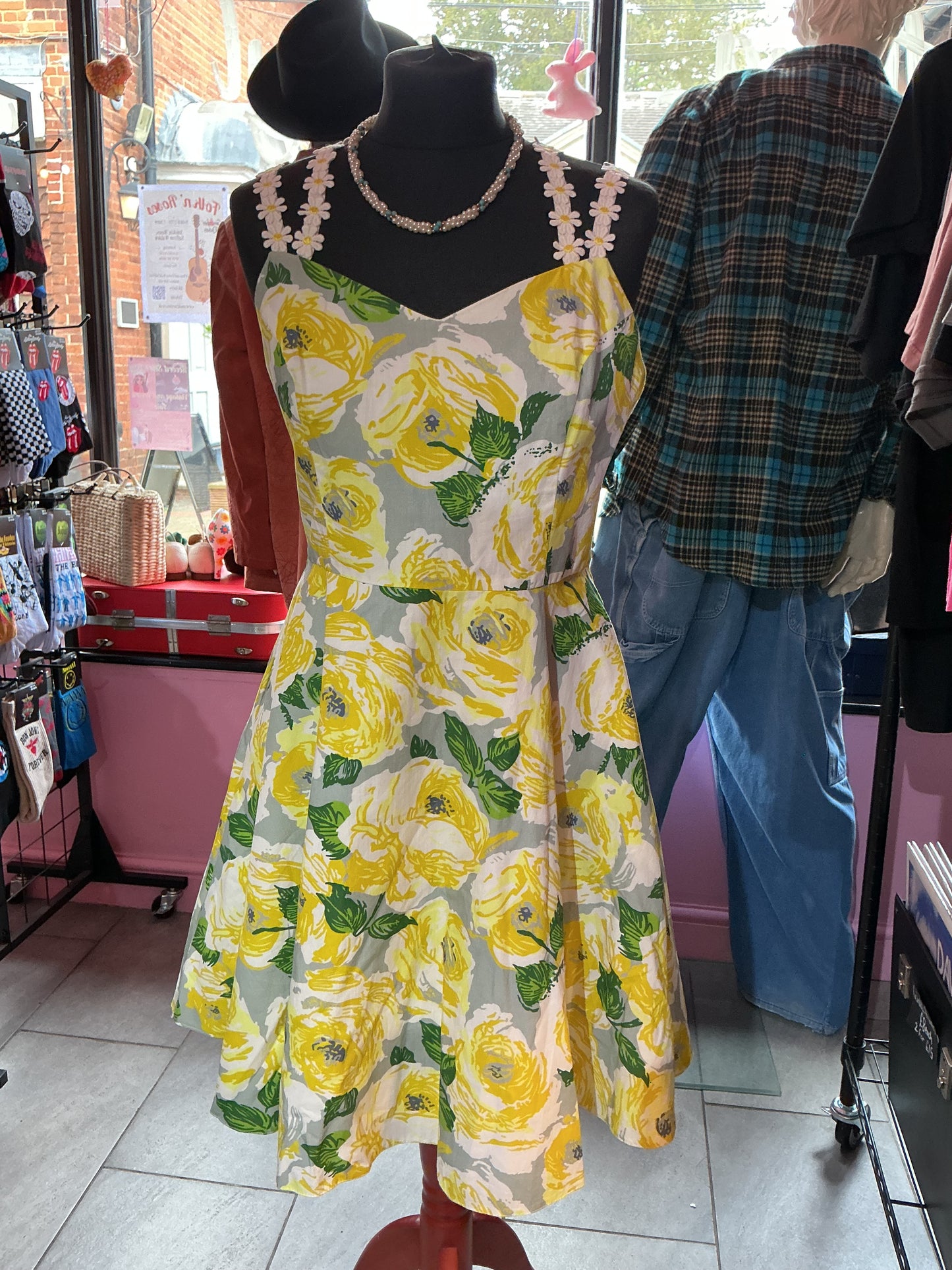 1950s Vintage Horrockses Yellow Rose Swing Dress