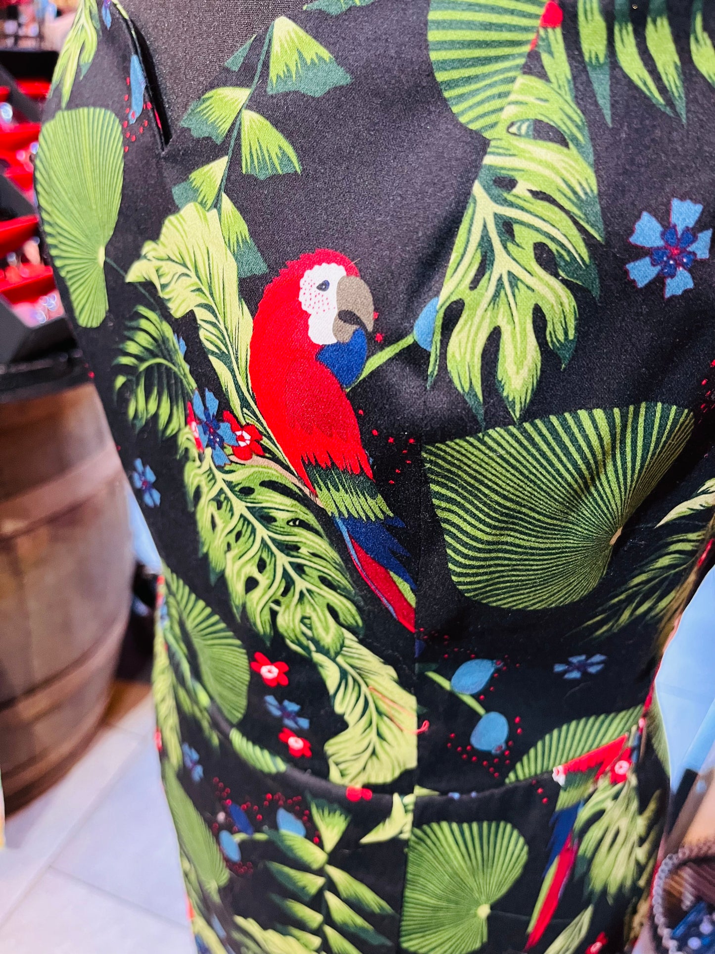Collectif 50s Style Tropical Birds Pencil Dress