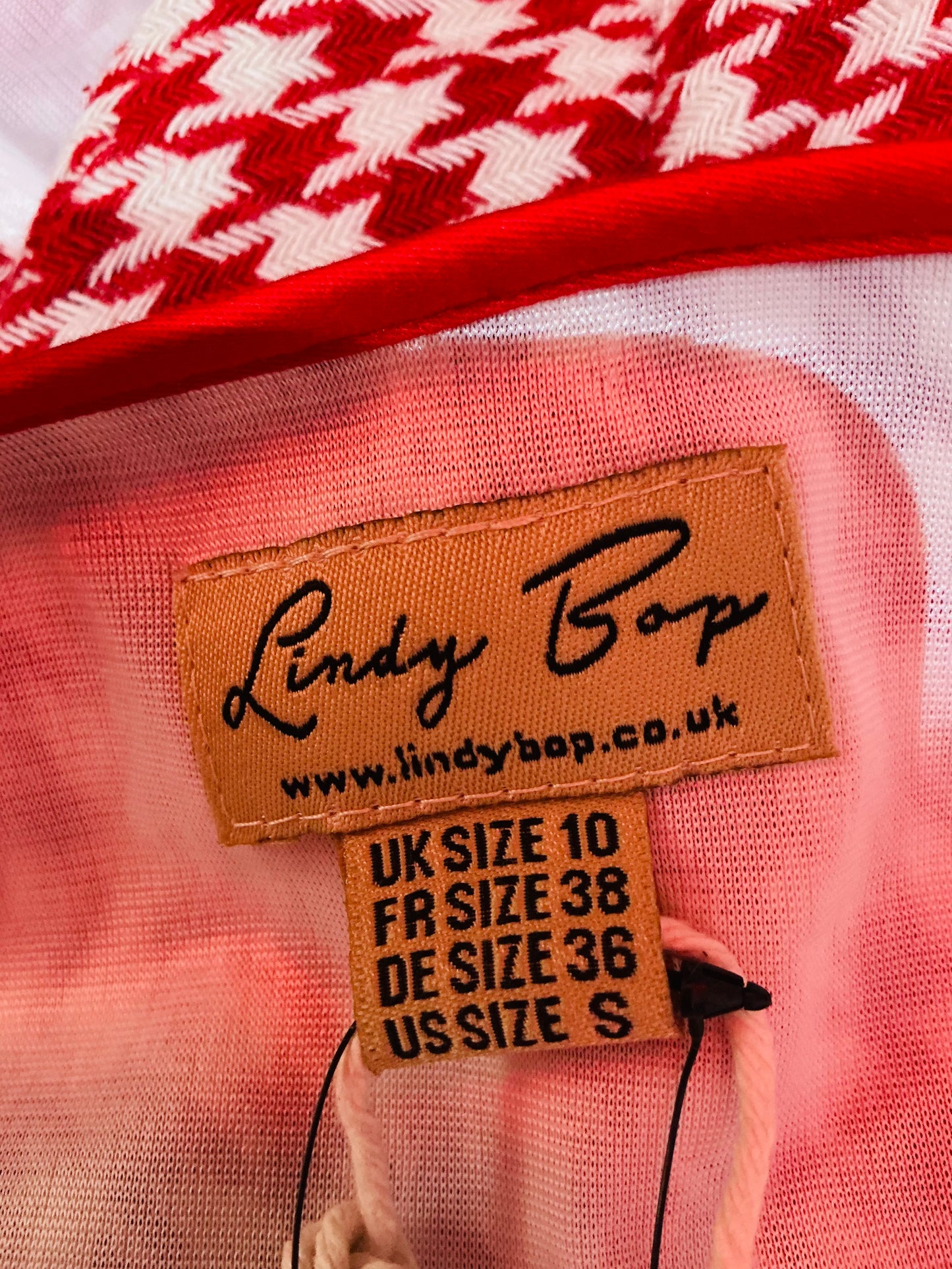1950s Style Red and White Dogtooth Patterned Lindy Bop Dress