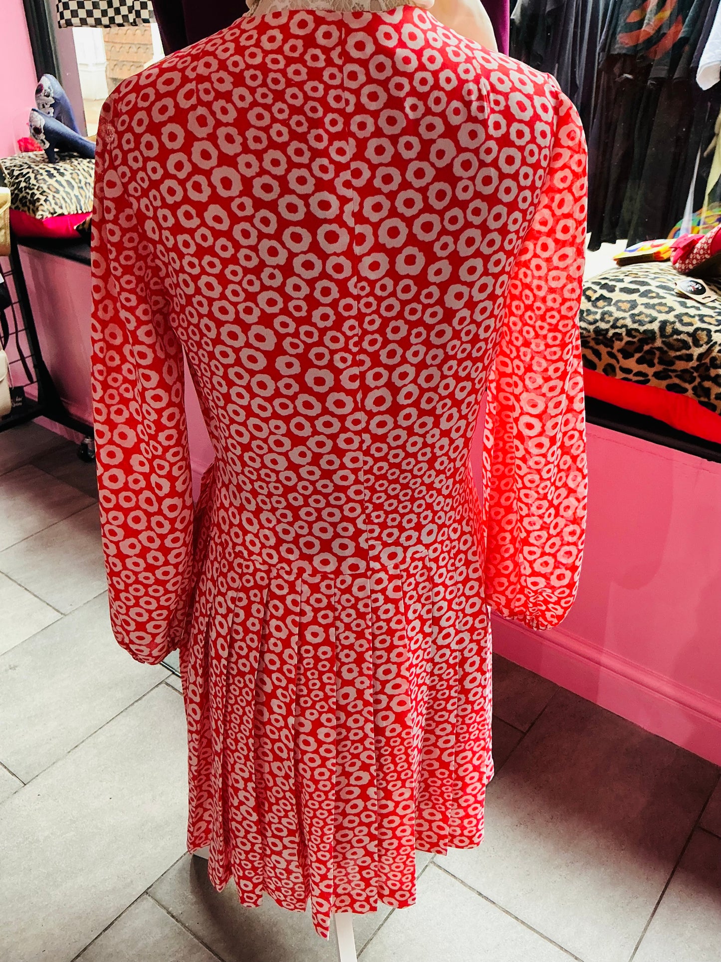 Original 1960s Jane de Liege Orange Daisy Floral Midi Dress