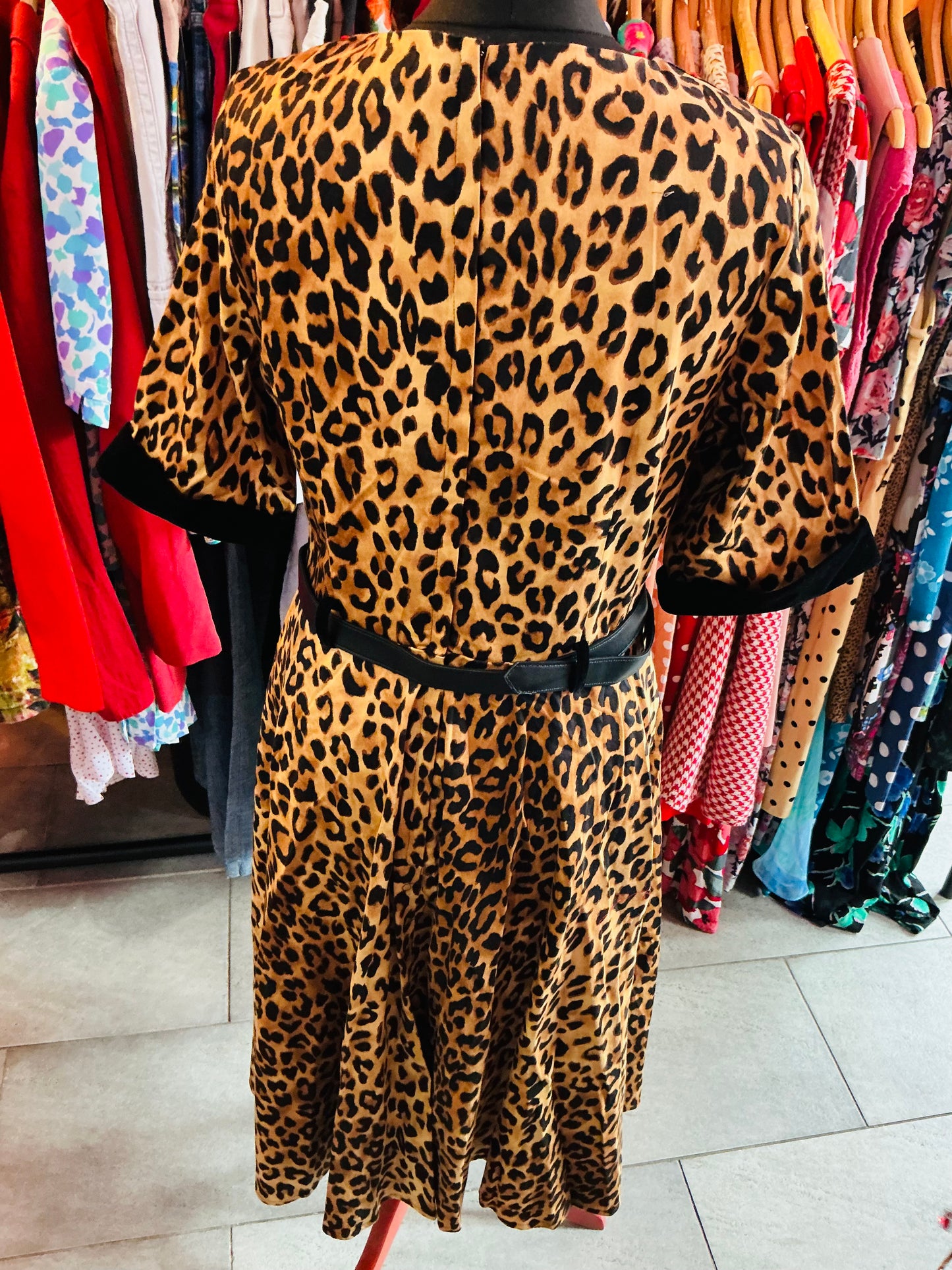 50s Style Leopard Print Collectif London Swing Dress
