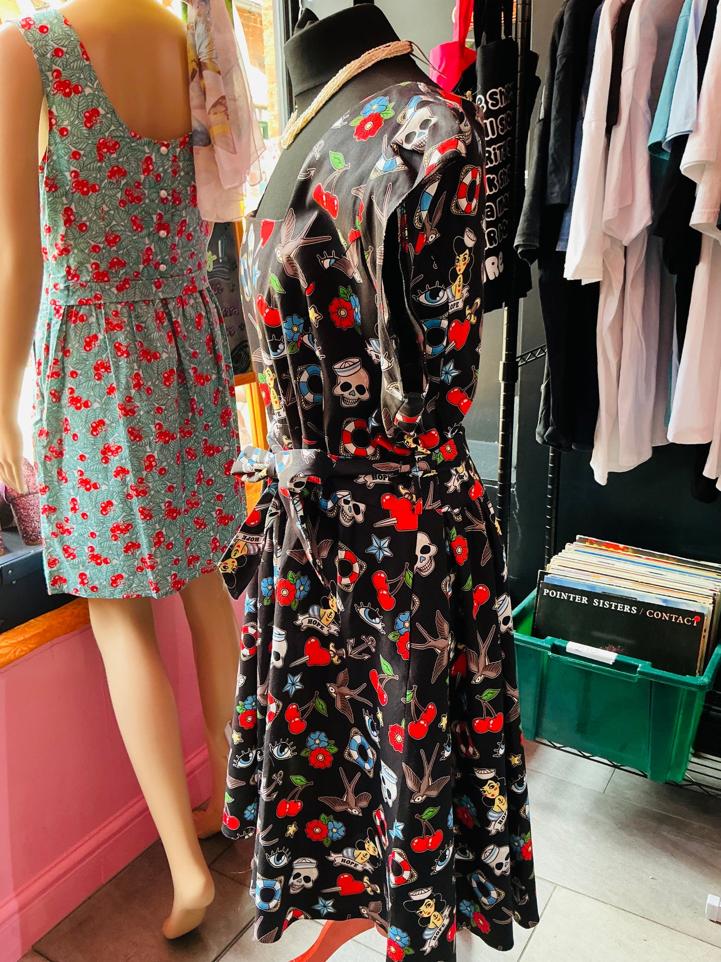 1950s Rockabilly Tattoo Print Lady Vintage Swing Dress
