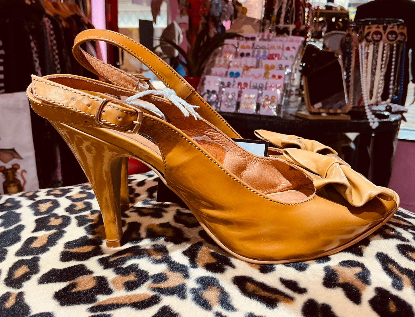 Mustard 1980s Marta Jonsson Sling Back Heels- Size 4/37