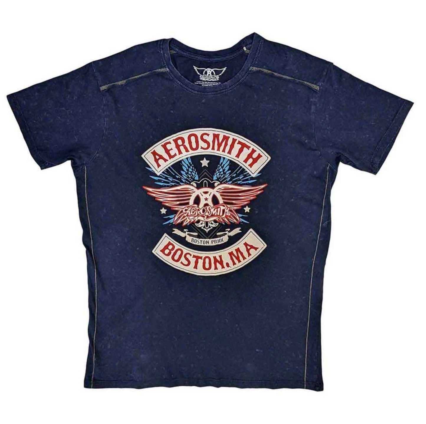 Aerosmith Navy Acid Wash Band Top
