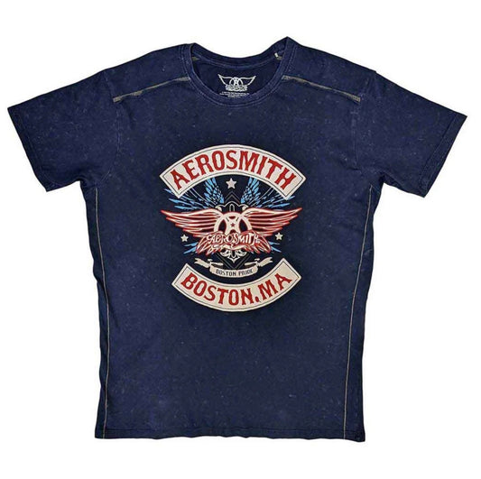 Aerosmith Navy Acid Wash Band Top