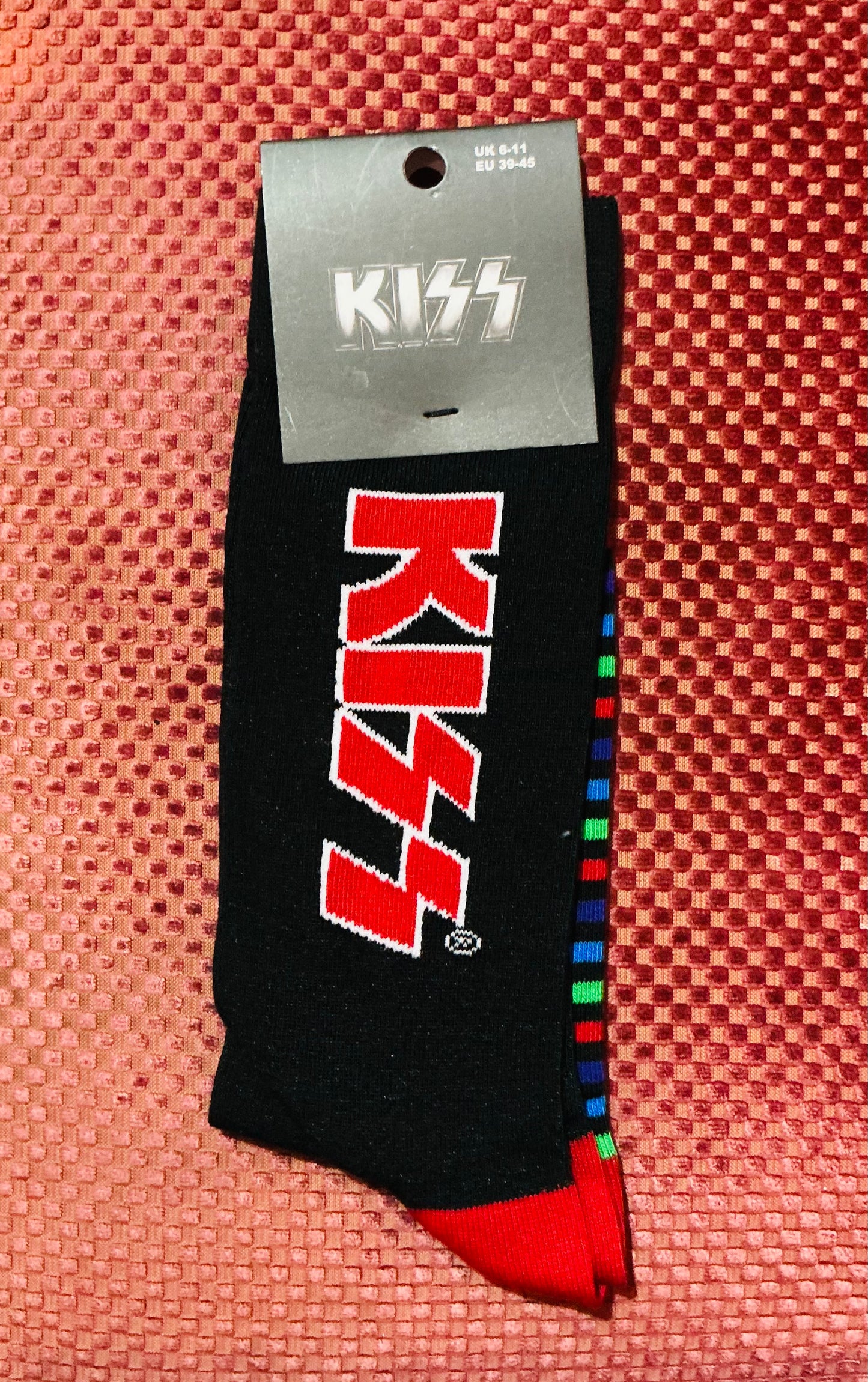 Kiss Red Logo and Stripes Unisex Socks