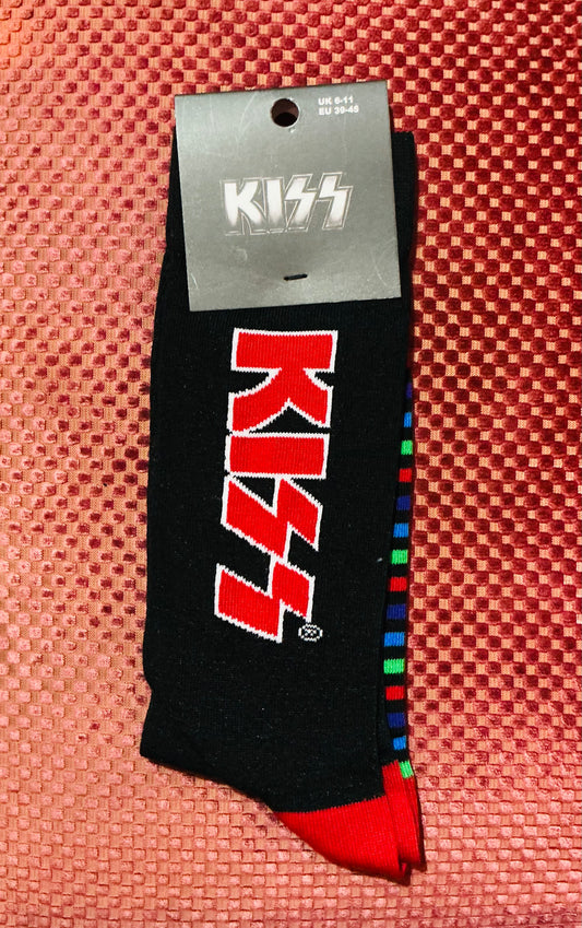 Kiss Red Logo and Stripes Unisex Socks