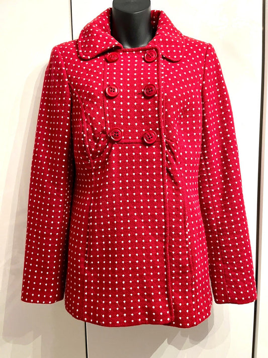 Red and White Polka Dot Monsoon Peacoat