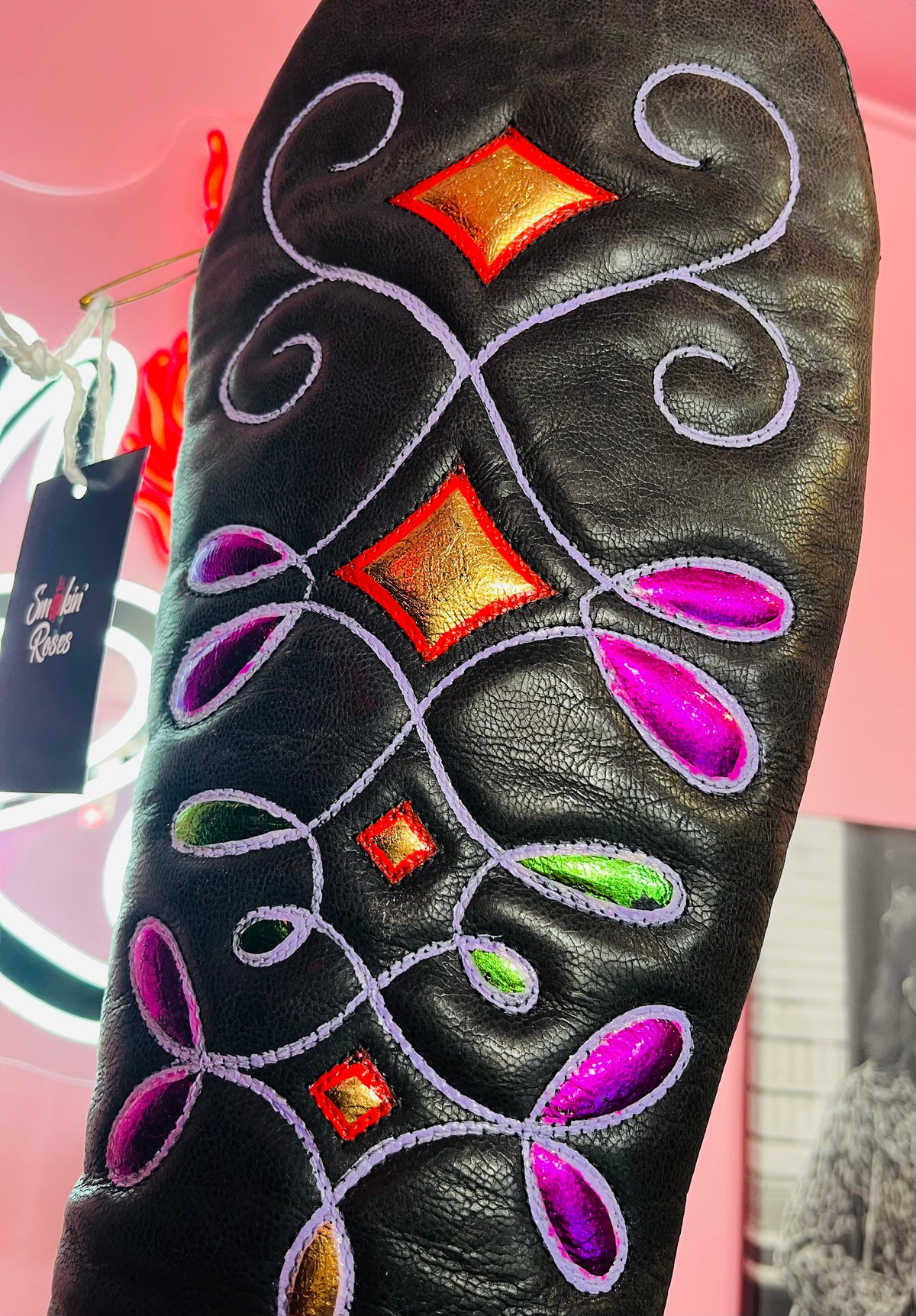 Hand painted Upcycled Knee High Cowboy Boots