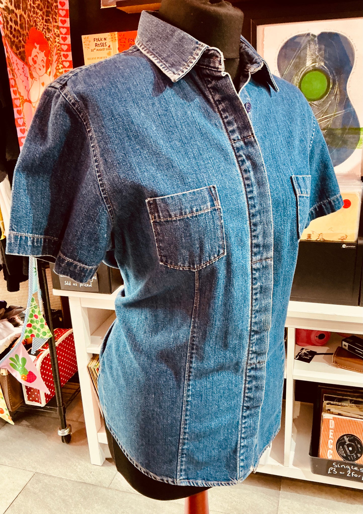 1990s Vintage Dorothy Perkins Short Sleeve Denim Shirt