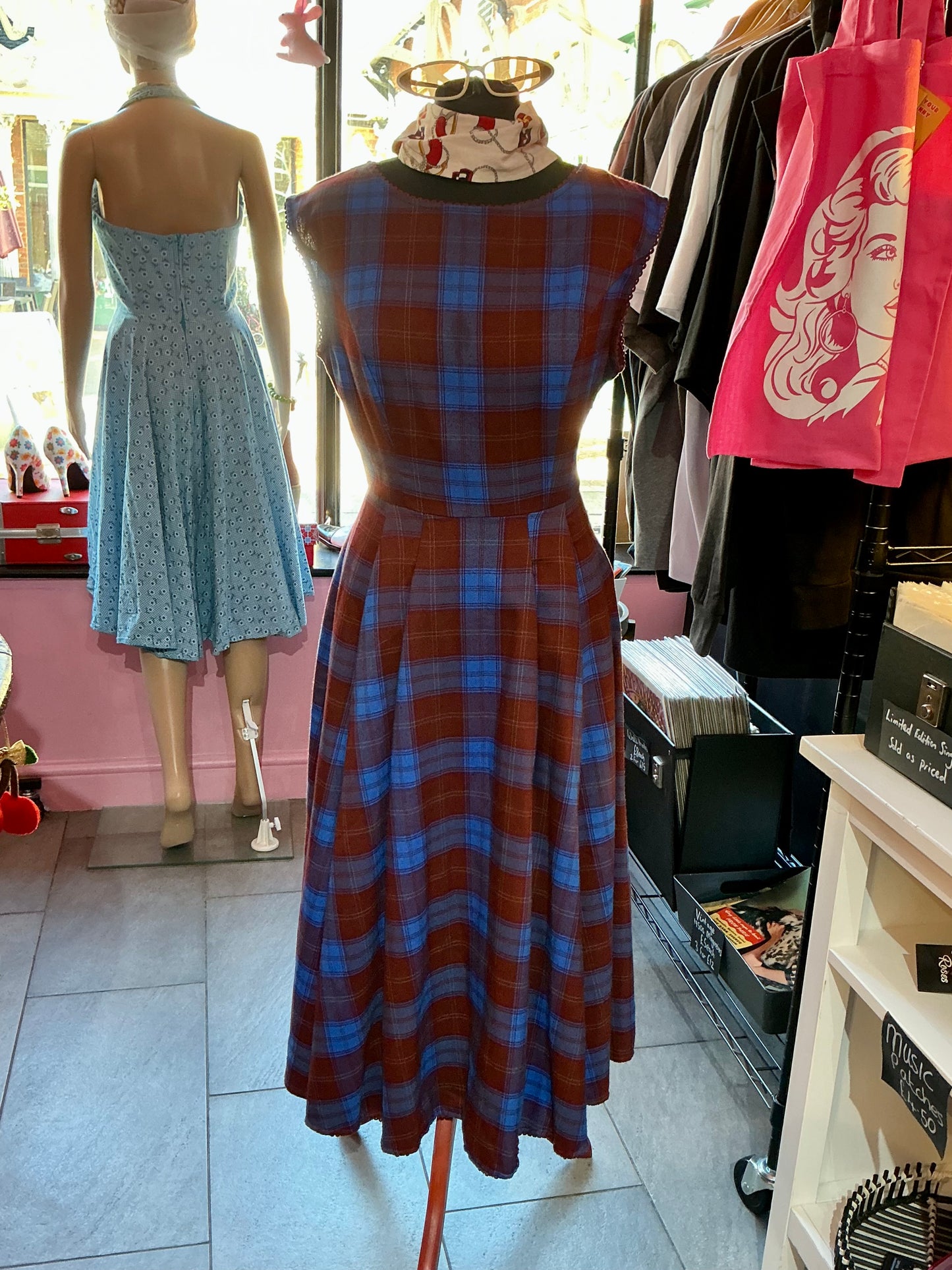 1940s Style Tartan Swing Dress