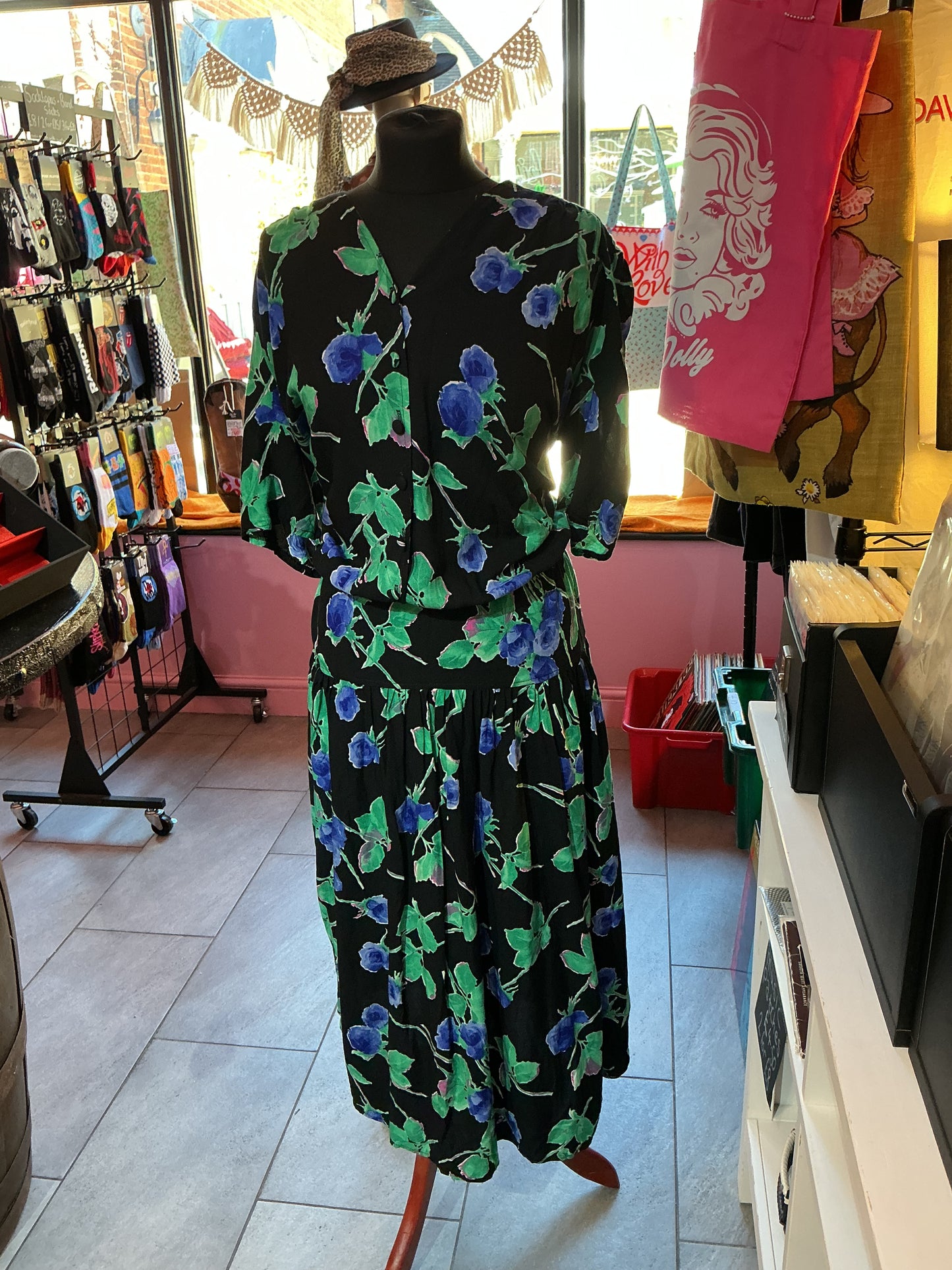 1980s Vintage Cockney Rebel Floral Maxi Dress