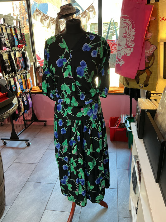 1980s Vintage Cockney Rebel Floral Maxi Dress